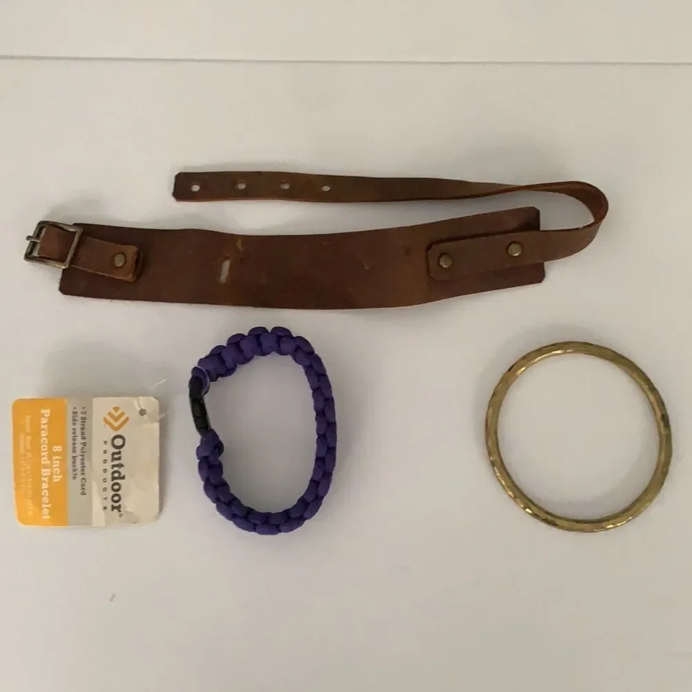 8”‎ Paracord Bracelet Leather Bracelet Gold Bangle Lot